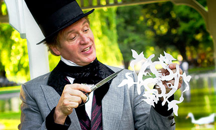 In costume as Hans Anderson